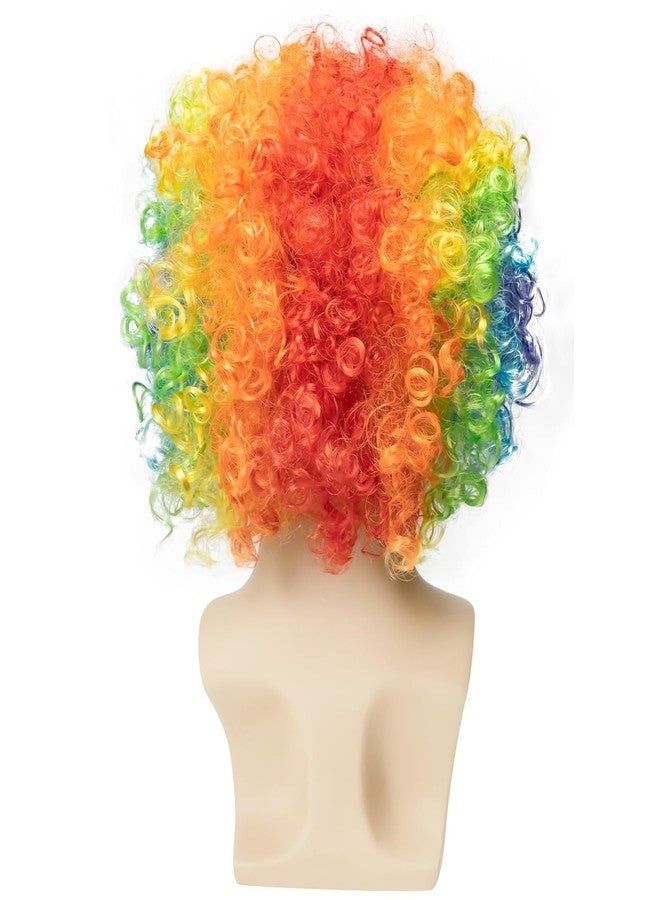 Toyshine Funny Clown Curly Afro Rainbow Wig Disco Theme For Youth Adult Women Men's Party Halloween Costume - Image 4